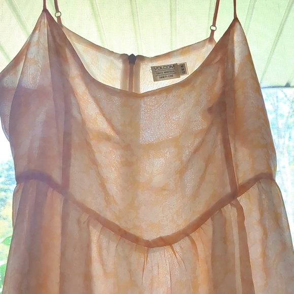 VOLCOM Orange Pastel Floral Maxi Dress - Medium EUC - Picture 3 of 6